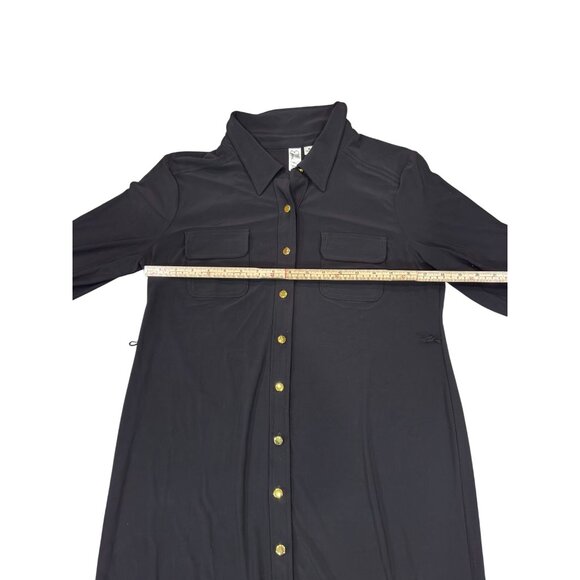 Emma & Michele Womens Black Button-Down Midi Shirt Dress M - Picture 9 of 11